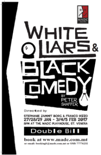 White Liars/Black Comedy malta, Productions malta, Upcoming Productions malta, drama malta, theatre malta, panto malta, malta amateur dramatics club malta